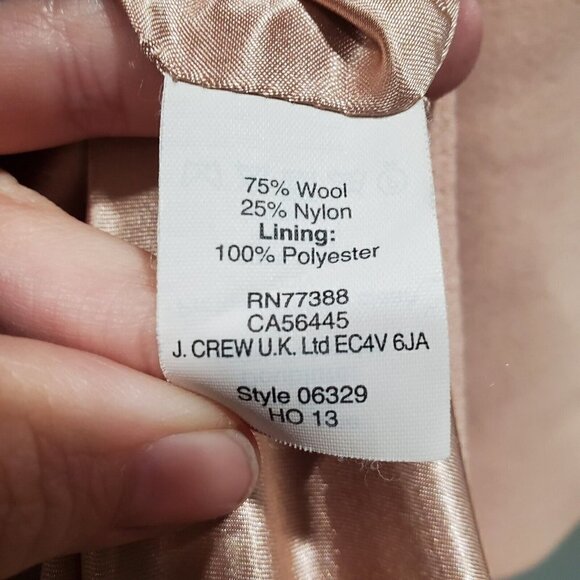 J. Crew Arianna Dusty Pink w/ Navy Collar Contrast TopCoat Wool Blend Size 10 - Picture 8 of 16